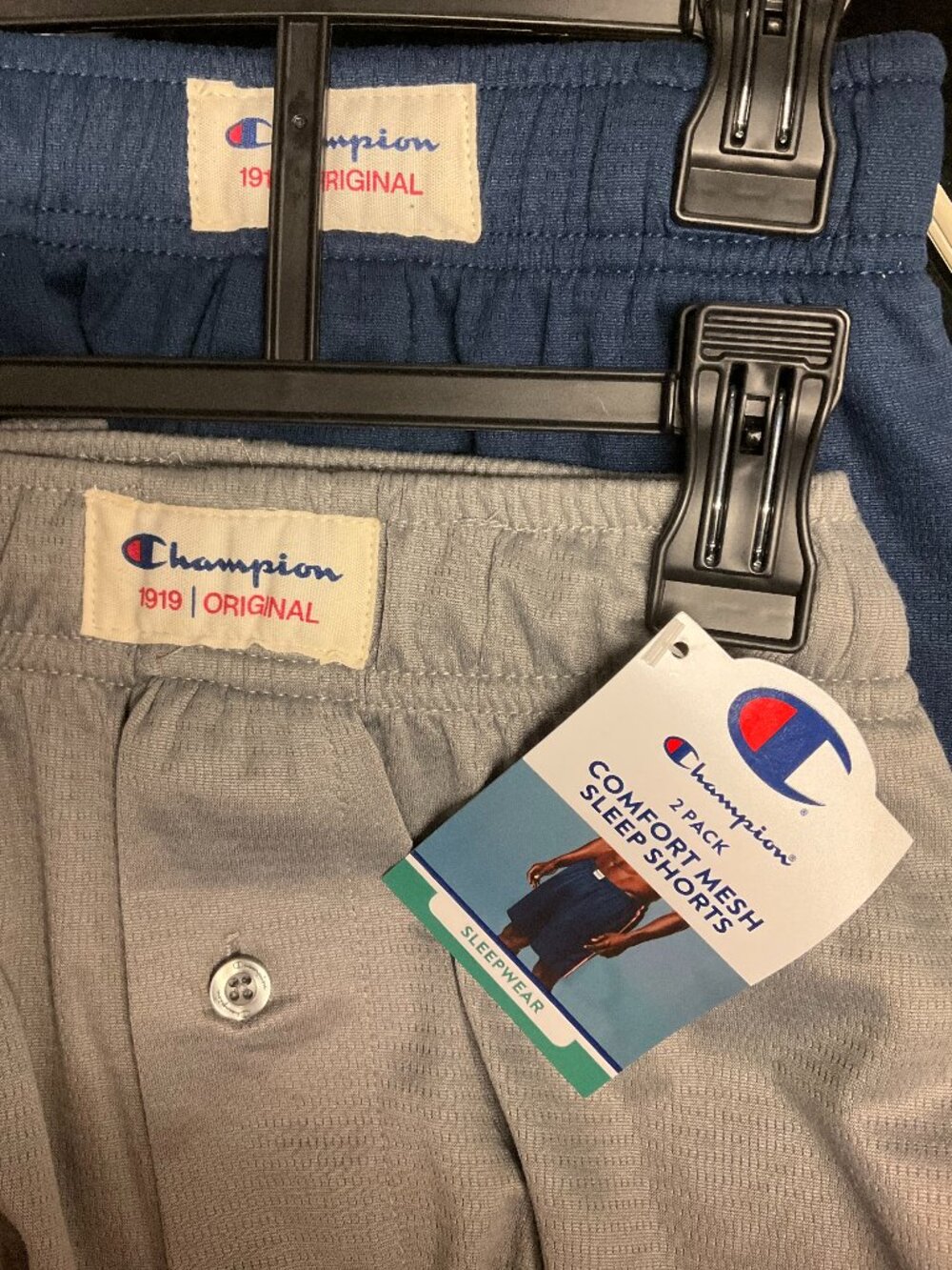 Men's Champion Sleep Shorts 2-Pack Set Gray/Blue